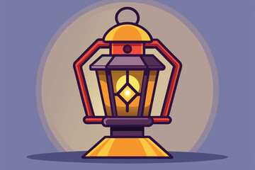 A vibrant illustration showcases a customizable lantern design radiating with warm light against a soft background, Lantern Customizable Disproportionate Illustration