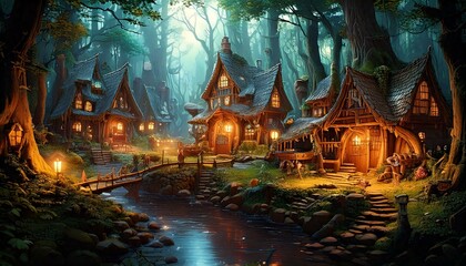 Fantasy Village In The Forest