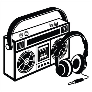 recommend clip art: Vintage Boombox Vector illustration, Boombox Radio Clipart Design