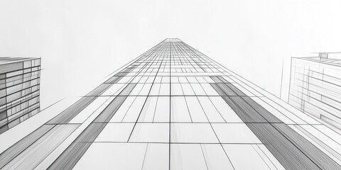 Fototapeta premium Architectural Sketch Showing Modern Skyscrapers Design