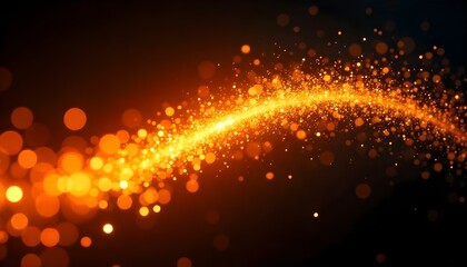 Fototapeta premium Bright glowing arc of light with sparkling stars and particles, dark backdrop