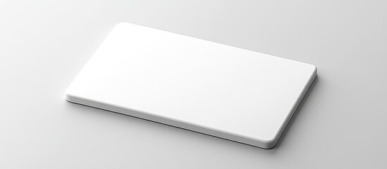 Naklejka premium Minimalist flat white card centered on a light gray background with soft shadows, showcasing its smooth texture and clean design for branding use.