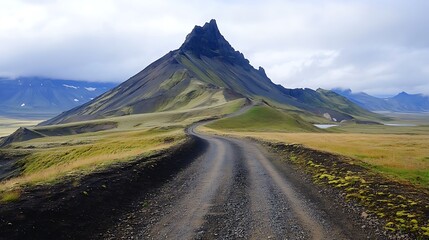 Fototapeta premium Icelandic Mountain Road: A Journey Through Volcanic Landscapes