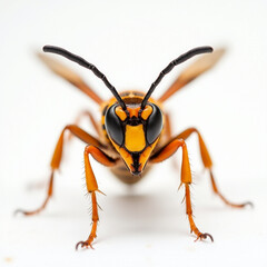 A japanese asian hornet displaying the anatomy in the white background