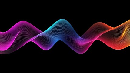 Smooth wave pattern in vibrant gradients, resembling sound or data visuals . Music abstract background , music equalizer  .