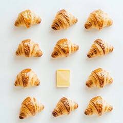 Minimalist food photography of french croissants
