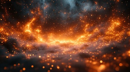 Fototapeta premium A mesmerizing cosmic scene showcasing vibrant orange and blue nebulae amidst sparkling stars