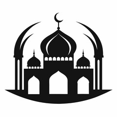 Minimalist Mosque Logo Silhouette on White