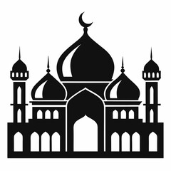 Minimalist Mosque Logo Silhouette on White