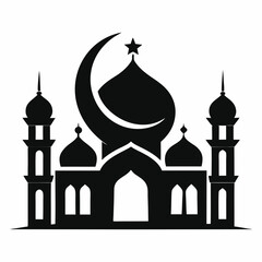 Minimalist Mosque Logo Silhouette on White