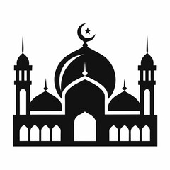 Minimalist Mosque Logo Silhouette on White