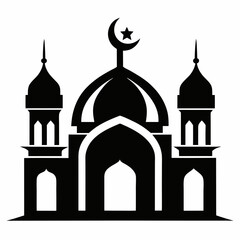 Minimalist Mosque Logo Silhouette on White
