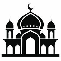 Minimalist Mosque Logo Silhouette on White