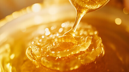 Golden Honey: A Close-Up View of its Rich Texture and Delicious Sweetness