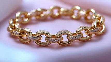 Obraz premium Gold bracelet, diamond accents, elegant design.