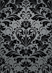 Flower geometric pattern. Seamless vector background. Gray and black ornament