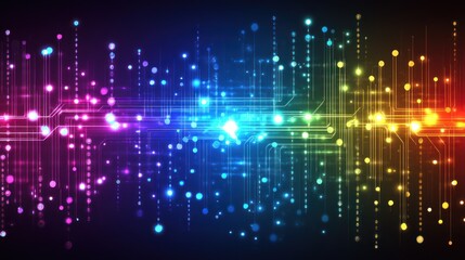 Colorful digital circuit wave, glowing, abstract, technology background, website banner