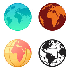 Earth globe vector icon set.