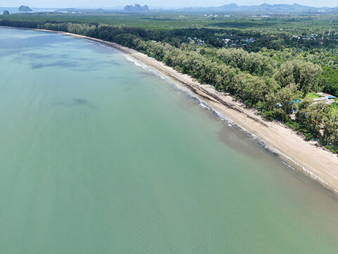 Tropical beach in South of Thailand from aerial