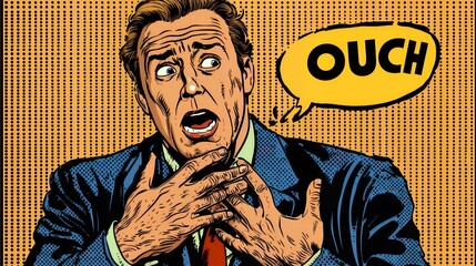 Pop Art Man in Pain: A Shocking Illustration