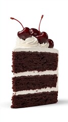 Slice of Black Forest cake with cherries and whipped cream