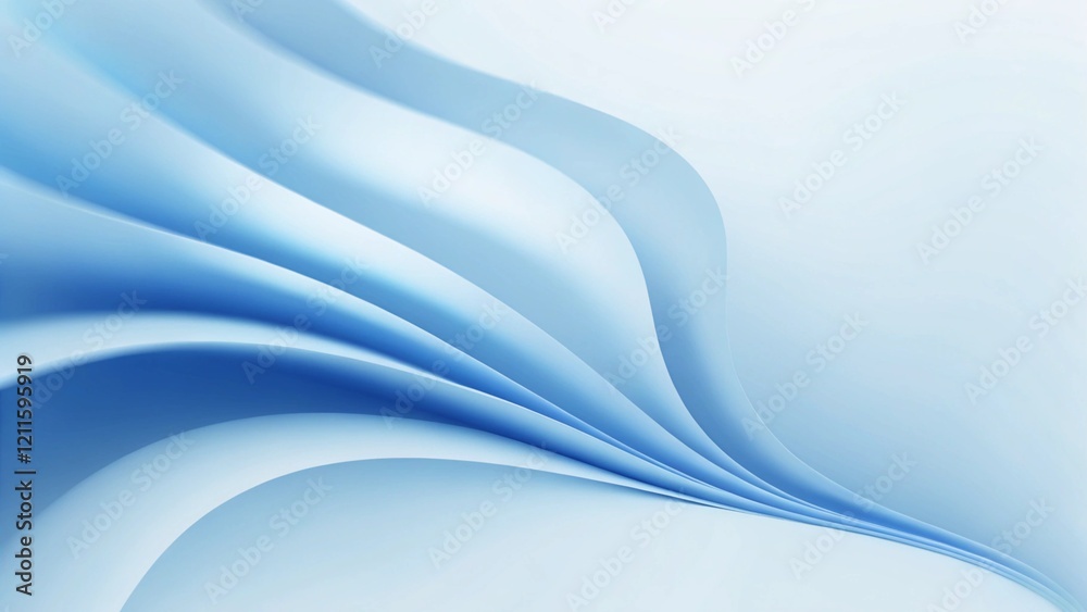 Poster Abstract soft blue wave background. 3d blue background with blue lines curved, wavy sparkle with copy space for text. Three-dimensional wave and blue background flowing elegant design smooth pattern