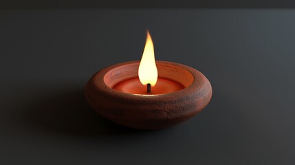 Illuminated Clay Candle Holder with Flickering Flame.