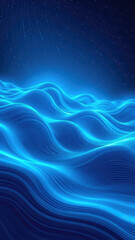 Deep space abstract background featuring an undulating blue line wave pattern with dimensional appearance., spatial relationships, deep space, optical illusions