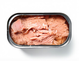 Canned tuna isolated on white background