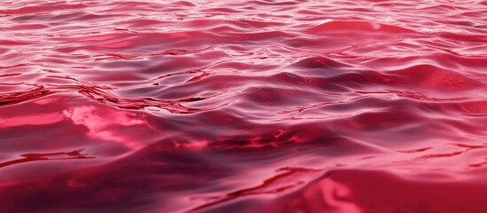 Abstract 3D render of a wavy holographic surface in dynamic reddish tones with reflections and ripples creating a captivating visual effect.
