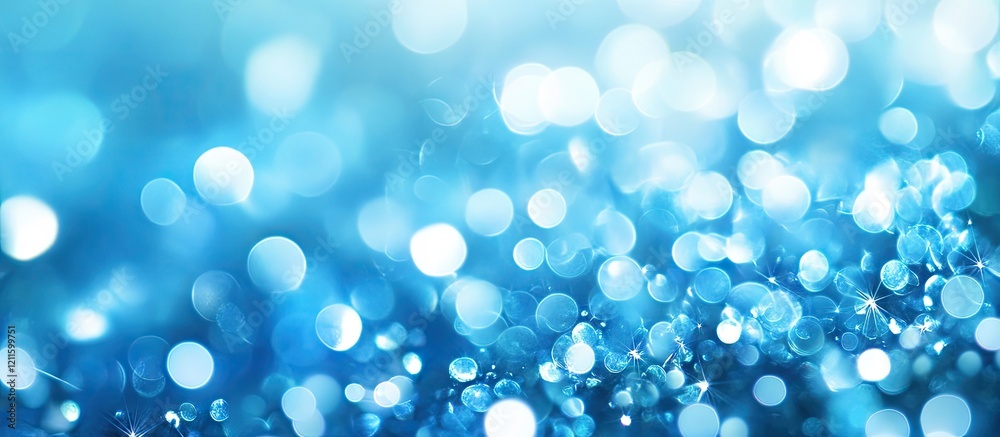 Poster Luminous aquamarine textured background with bright blue light shimmers creating captivating bokeh effects in a soft gradient of blue tones.