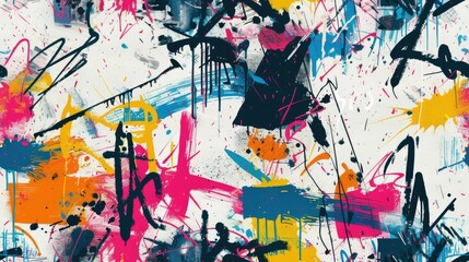 Fototapeta premium Abstract colorful splatter art with dynamic brush strokes and vibrant hues.