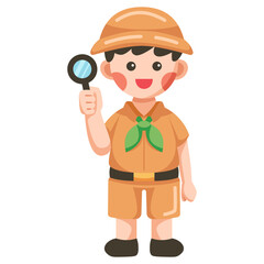 Explorer Boy with Magnifying Glass