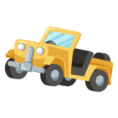 Cute Safari Yellow Jeep Illustration