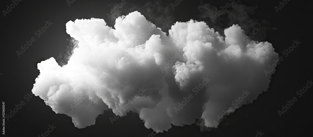 Aufkleber White fluffy cloud against a dark background, centered in the image, showcasing intricate textures and soft edges, creating a dramatic contrast.