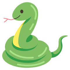 Fototapeta premium Cute Green Little Snake Illustration