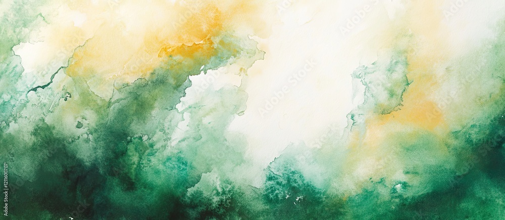 Leinwandbilder abstract watercolor background featuring vibrant green tones with hints of yellow and soft white are