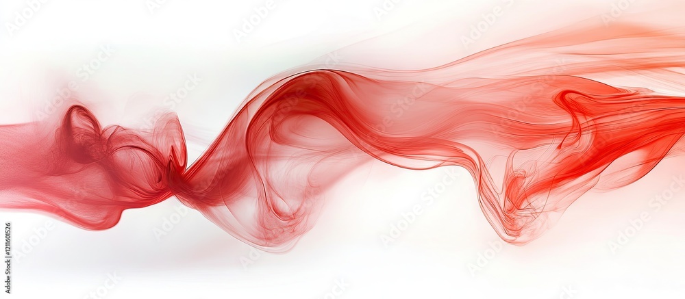 Poster Abstract red smoky background featuring flowing translucent red waves on a white backdrop creating an engaging atmosphere for presentations