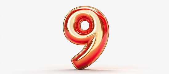 3D golden number 9 positioned centrally within a vibrant red speech bubble against a clean white background for eye-catching appeal