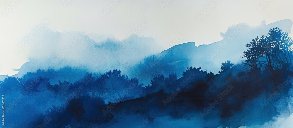 Leinwandbilder blue watercolor gradient on textured paper featuring varying shades of blue and hints of white at th