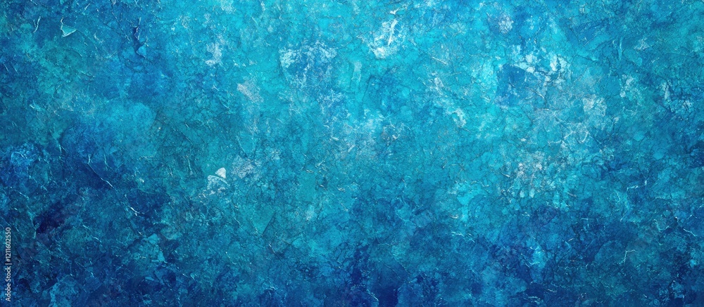 Poster Vibrant textured abstract blue background with varying shades of turquoise and light blue, creating a dynamic depth and fluidity in the composition.