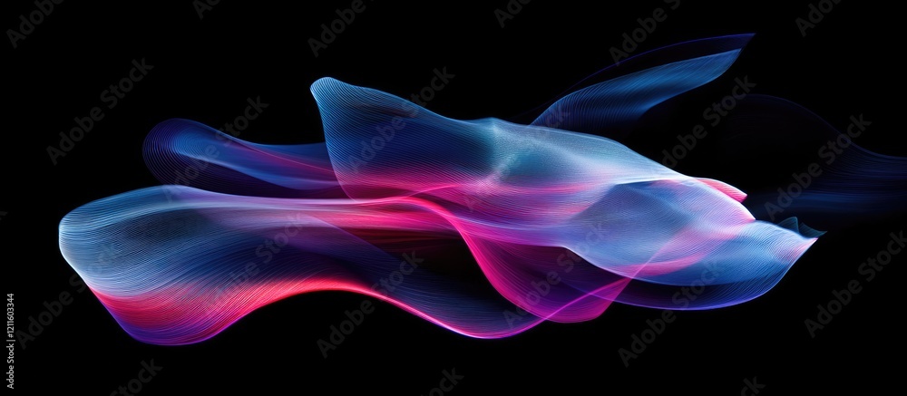 Aufkleber vibrant abstract light trails in blue and pink hues flowing dynamically across a black background cr