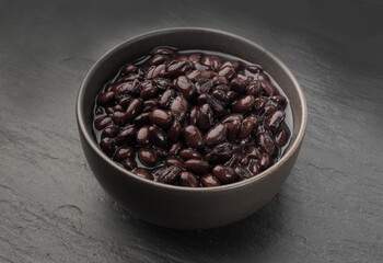 Black beans, cooked bean piles, baked legume, canned dark beans, rajma, Phaseolus vulgaris