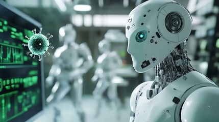 Fototapeta premium AI and Virus Research: A Futuristic Medical Scenario