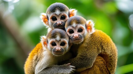 Obraz premium Observing the delicate balance of the rainforest ecosystem, home to playful monkeys.