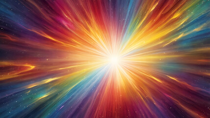 Obraz premium An abstract radial burst of vibrant colors, showcasing a dynamic explosion.