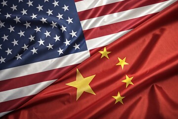 usa and china flags merging at center symbolizing complex international relations and diplomacy
