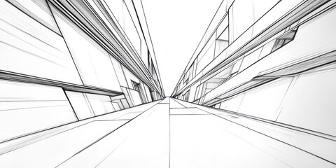 Obraz premium Architectural Sketch Depicting Modern Building Design