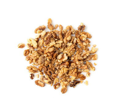 Chopped wallnut , broken roasted walnuts powder, heap of nuts crumbs, whole kernel pieces
