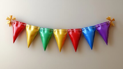 Fototapeta premium Colorful Party Bunting Banner with Gold Bows.